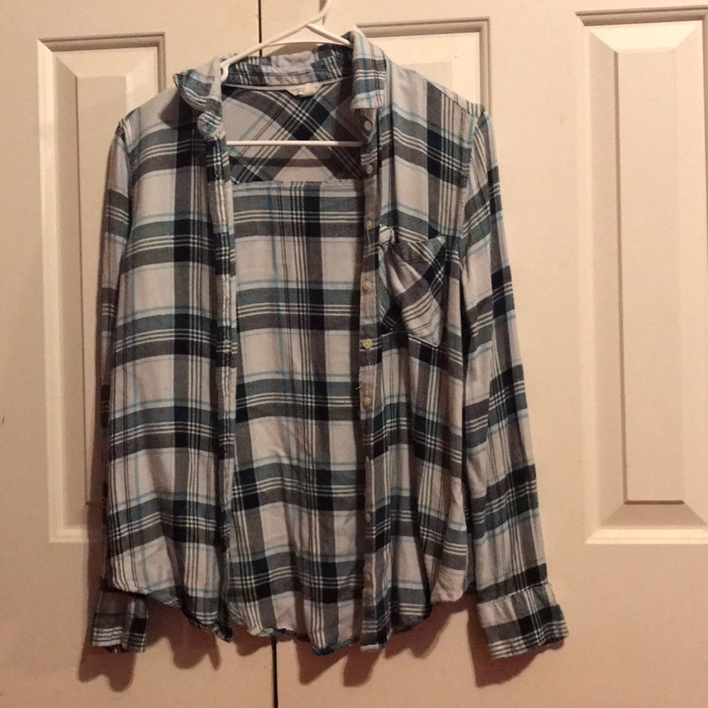 Blue plaid shirt